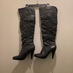 Aldo black leather over the knee boot